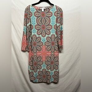 Beautiful Vibrant Boho Printed London Times 3/4‎ Quarter Sleeve Dress Size 6
